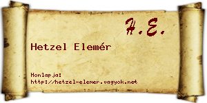 Hetzel Elemér névjegykártya